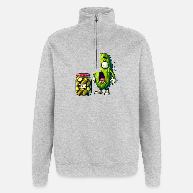 Lustiges Gurken Design - Quarter-Zip-Sweatshirt - Grau meliert