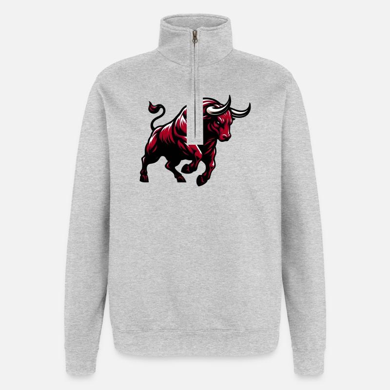 Taureau - Sweat à zip 1/4 - gris chiné