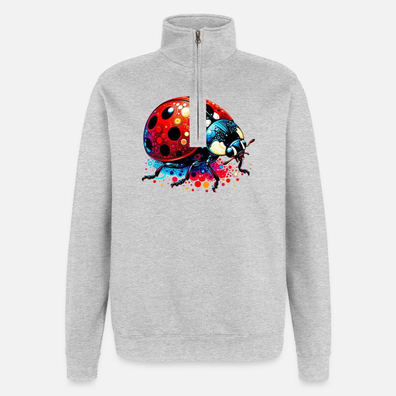 Marienkäfer - Quarter-Zip-Sweatshirt - Grau meliert