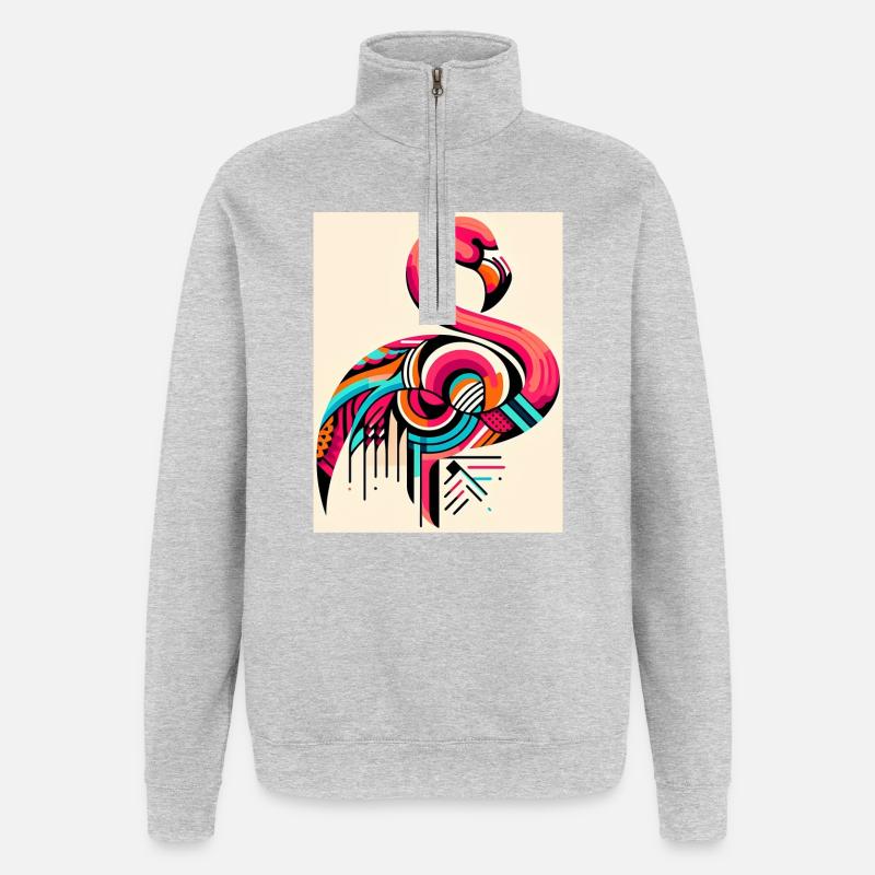 Flamant - Sweat à zip 1/4 - gris chiné