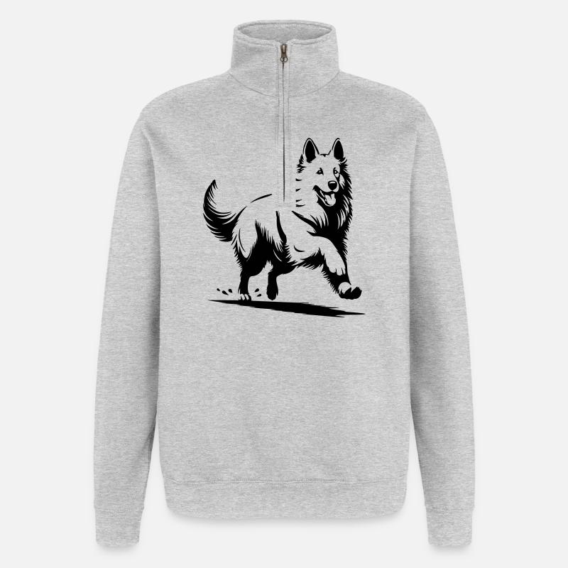 Schweizer Schäferhund - Quarter-Zip-Sweatshirt - Grau meliert