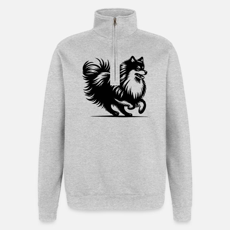 Tranchant - Sweat à zip 1/4 - gris chiné