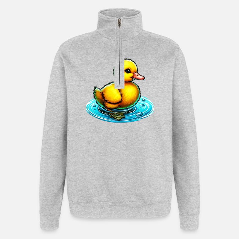 Caneton Canard Canard Canard - Sweat à zip 1/4 - gris chiné