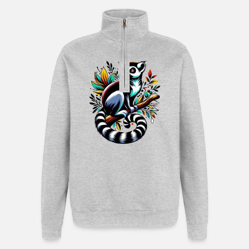 Maki - Sweat à zip 1/4 - gris chiné