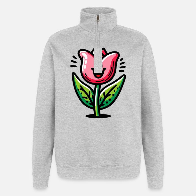 Tulpe - Quarter-Zip-Sweatshirt - Grau meliert