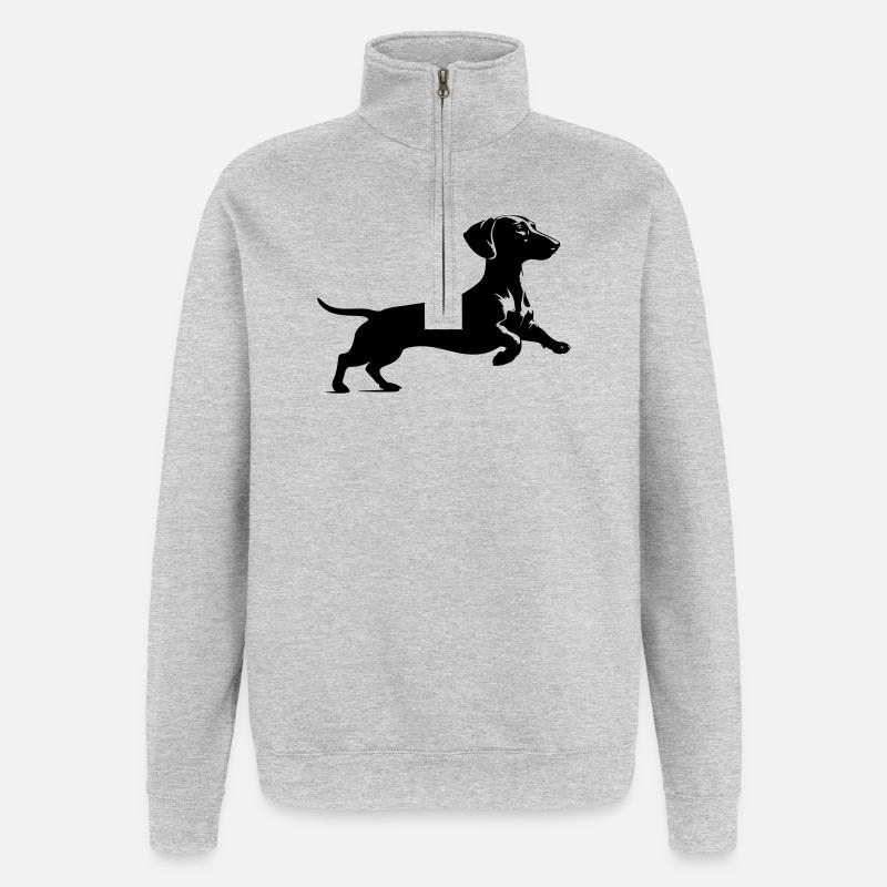 Teckel - Sweat à zip 1/4 - gris chiné