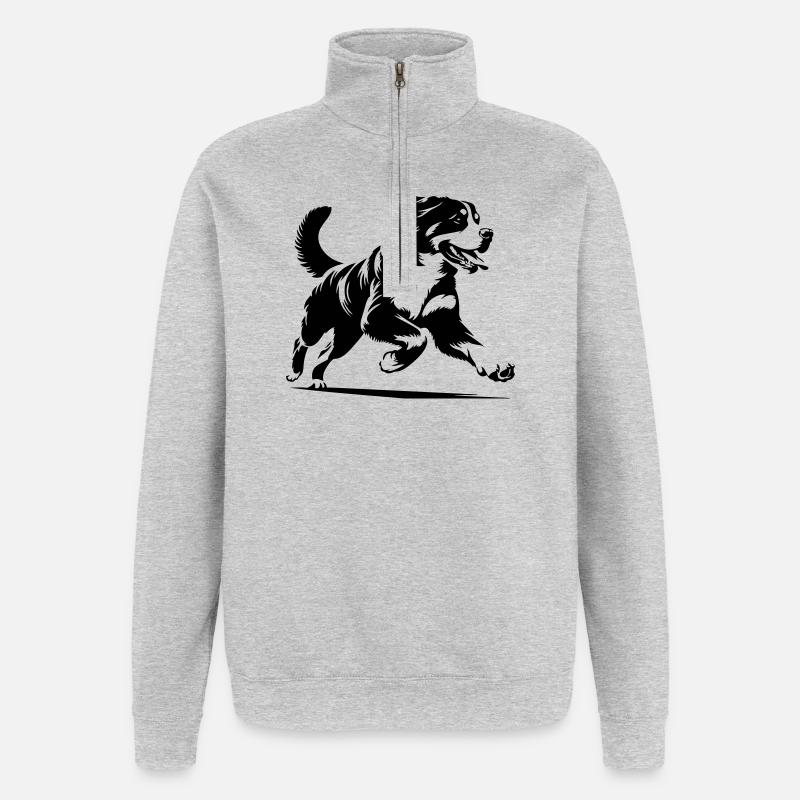 Berner Sennenhund - Quarter-Zip-Sweatshirt - Grau meliert
