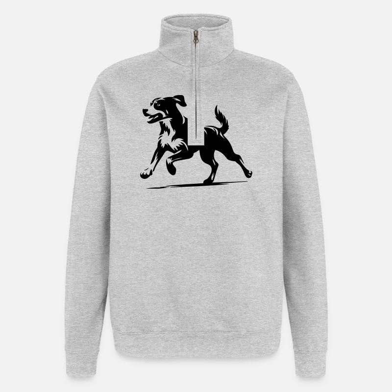 Bouvier de l’Entlebuch - Sweat à zip 1/4 - gris chiné