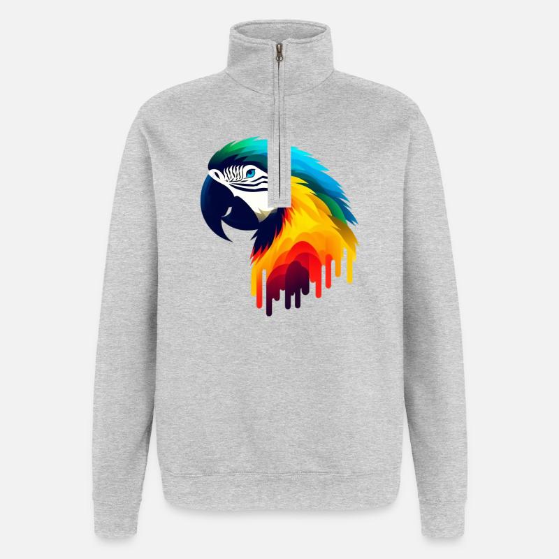 Papagei - Quarter-Zip-Sweatshirt - Grau meliert