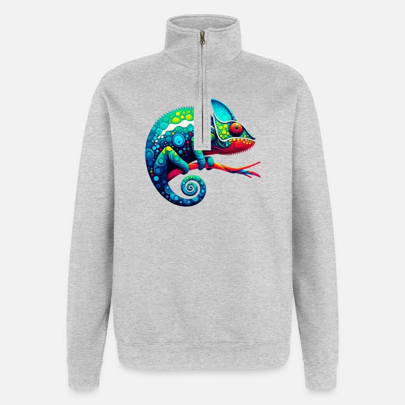 Caméléon - Sweat à zip 1/4 - gris chiné