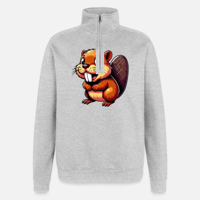 Castor - Sweat à zip 1/4 - gris chiné