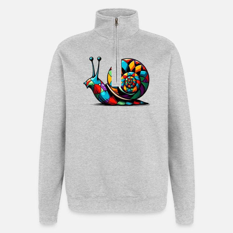 Harlekinschnecke - Quarter-Zip-Sweatshirt - Grau meliert