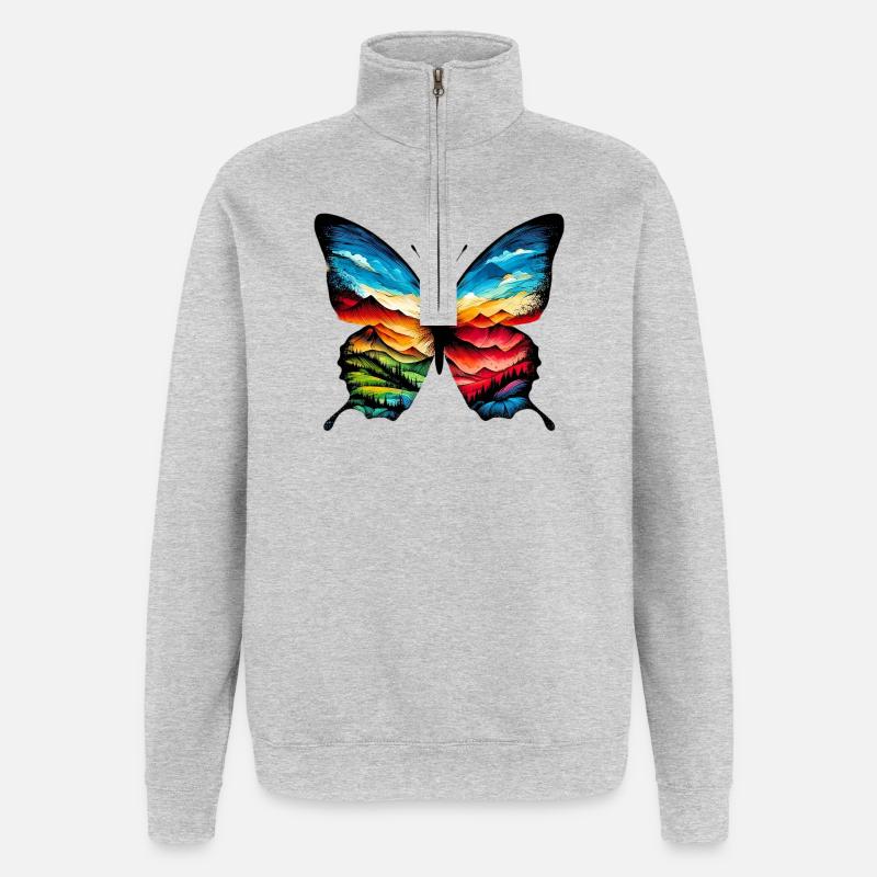 Papillon - Sweat à zip 1/4 - gris chiné