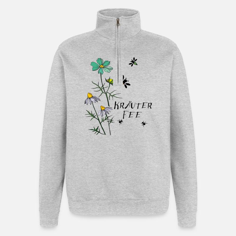 Herbe, Fée, Abeille, Fourmi - Sweat à zip 1/4 - gris chiné