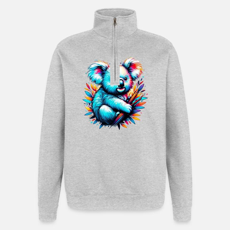 Koala - Sweat à zip 1/4 - gris chiné