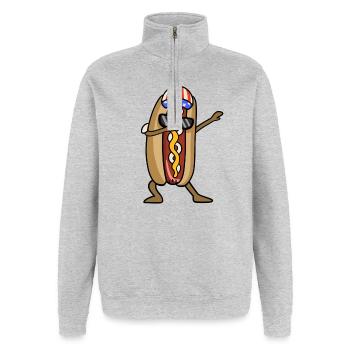 Hotdog 4. Juli - Quarter-Zip-Sweatshirt - Grau meliert - Vorne - AI Model Female 172 light (172cm) & AI Model Male 178 dark (178cm)