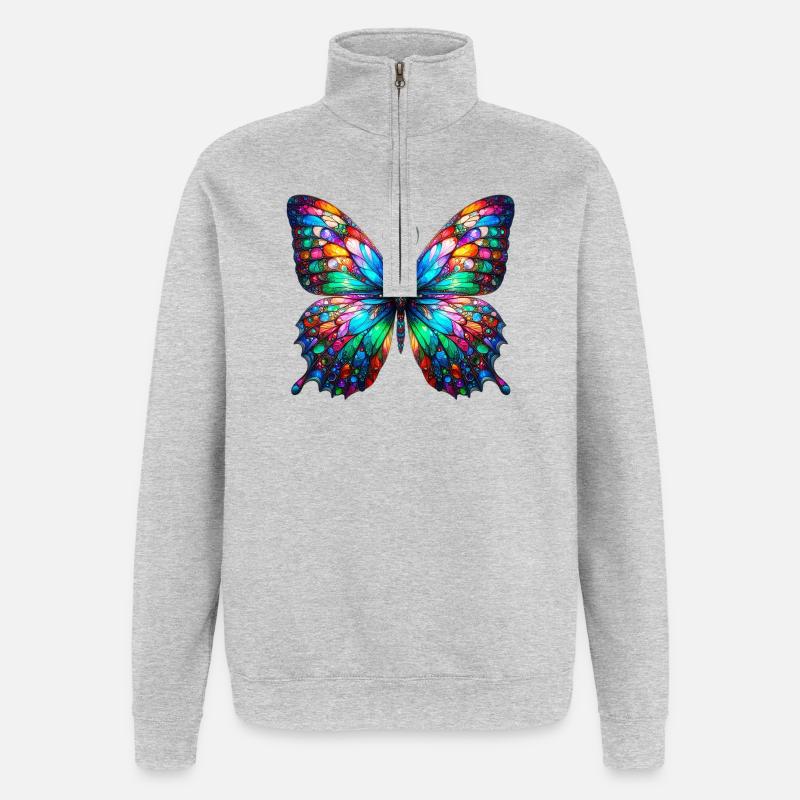Schmetterling - Quarter-Zip-Sweatshirt - Grau meliert