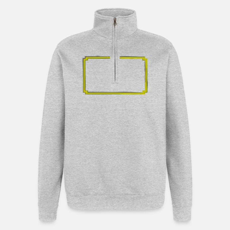 gelb-grauer Rahmen - Quarter-Zip-Sweatshirt - Grau meliert