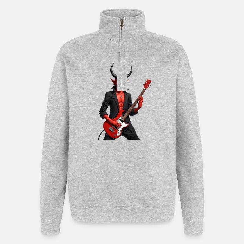 Devil with red electric guitar - Quarter-Zip Sweatshirt - heather grey