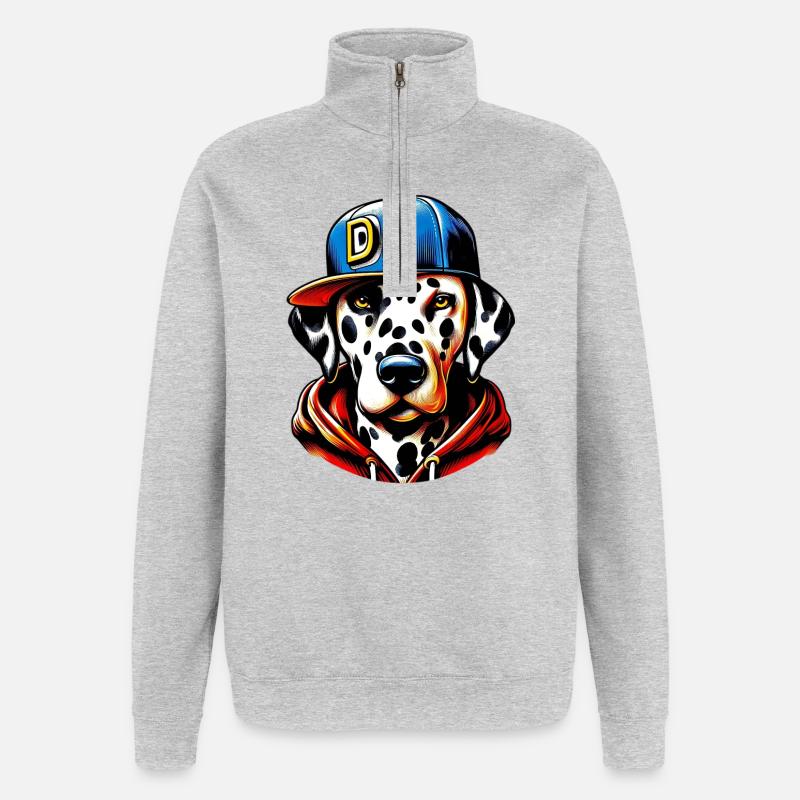 Hund - Quarter-Zip-Sweatshirt - Grau meliert