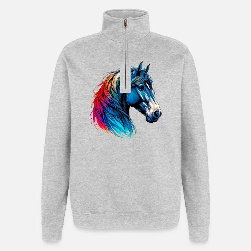 Cheval - Sweat à zip 1/4 - gris chiné