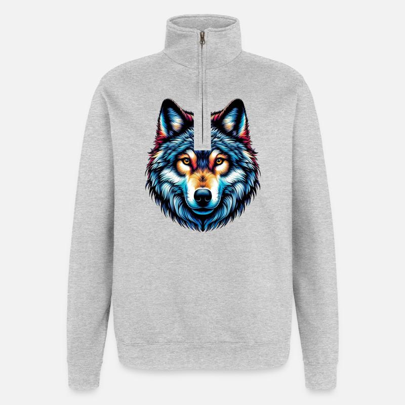 Wolf - Quarter-Zip-Sweatshirt - Grau meliert