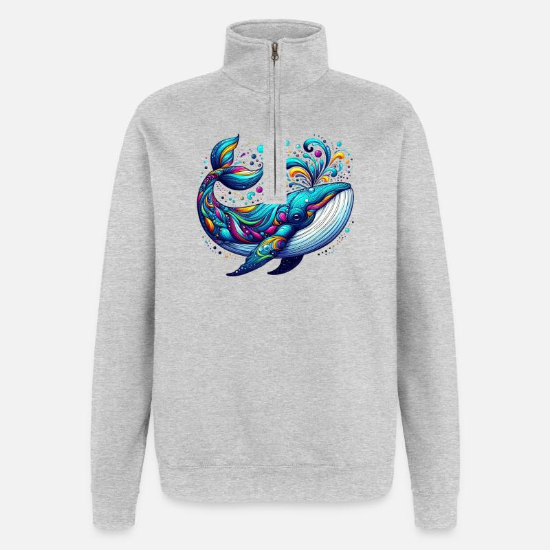 Baleine - Sweat à zip 1/4 - gris chiné
