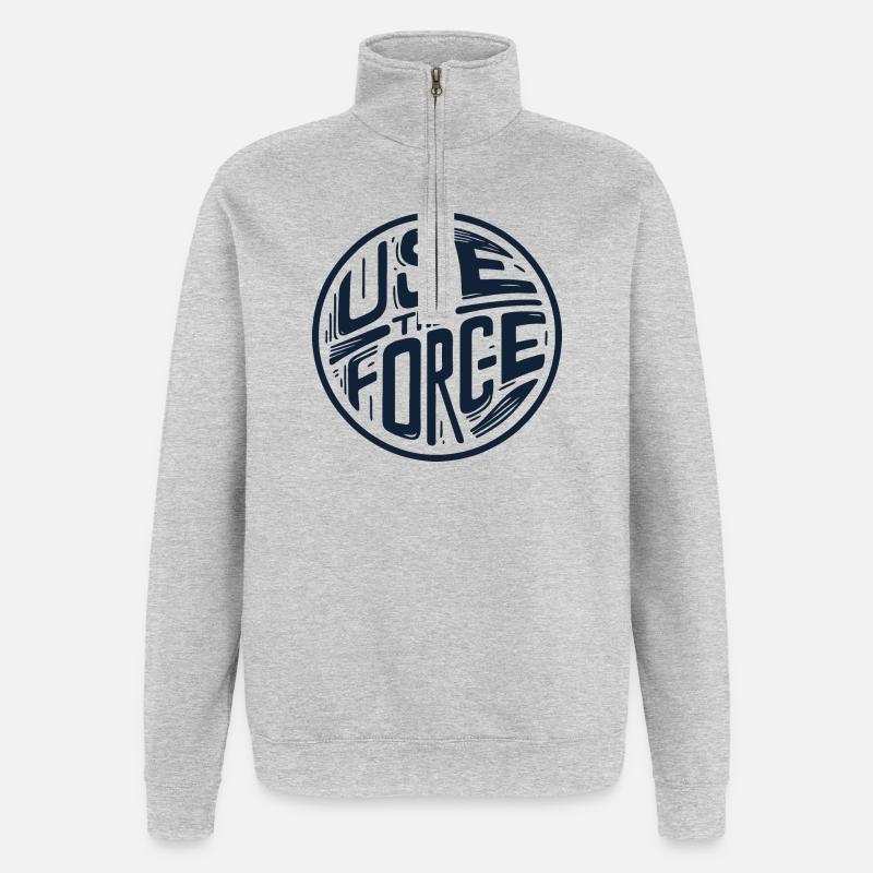 Nutze die Kraft 2 - Quarter-Zip-Sweatshirt - Grau meliert