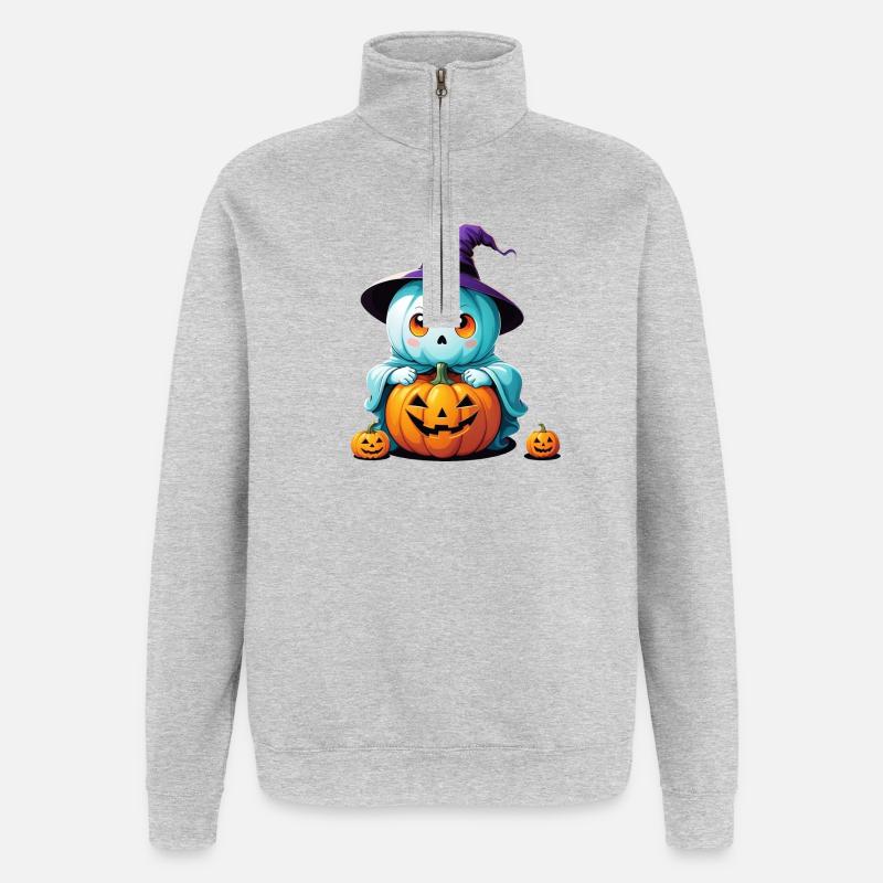 Fantôme de sorcière - Sweat à zip 1/4 - gris chiné