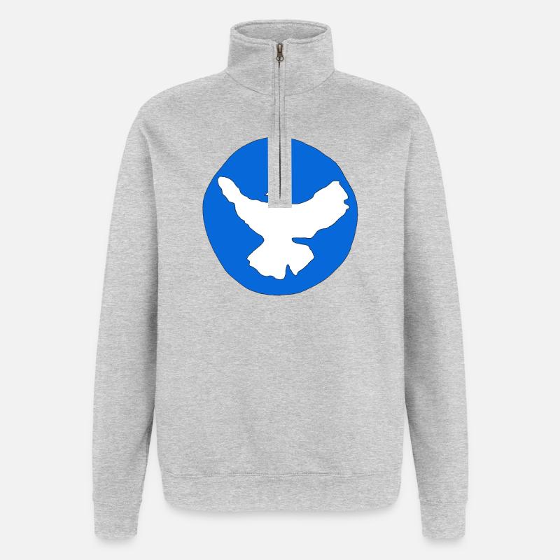 Friedenstaube - Quarter-Zip-Sweatshirt - Grau meliert