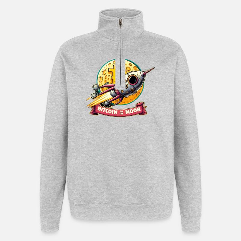 Du bitcoin à la lune - Sweat à zip 1/4 - gris chiné