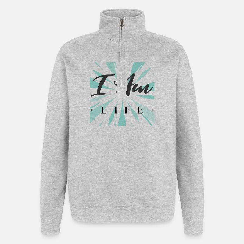 Ich bin das Leben - Quarter-Zip-Sweatshirt - Grau meliert