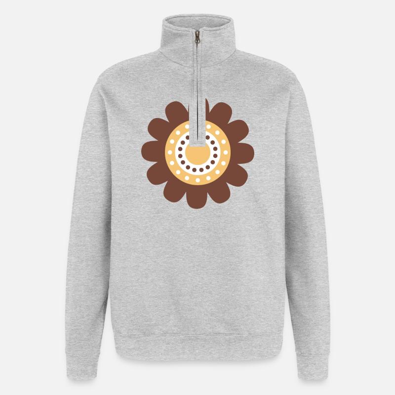 Süße braune Gänseblümchenblume - Quarter-Zip-Sweatshirt - Grau meliert