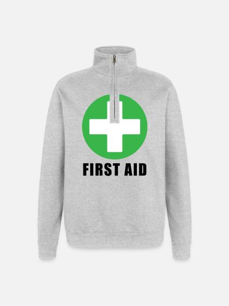 First Aid Medical Cross Safety Sign Vector Icon - Quarter-Zip Sweatshirt - heather grey