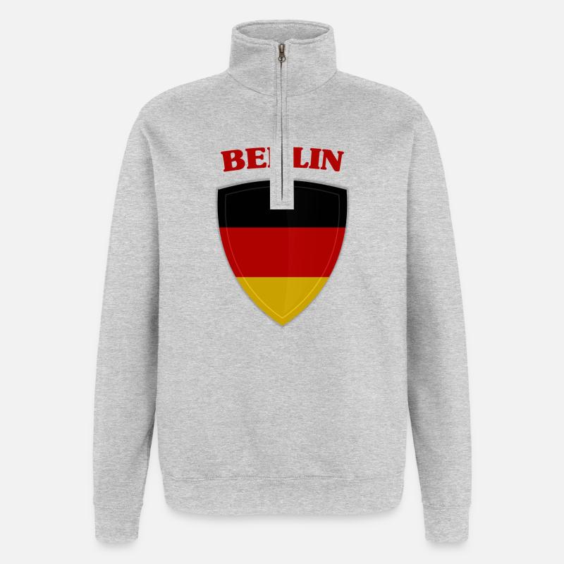 Berlin - Sweat à zip 1/4 - gris chiné