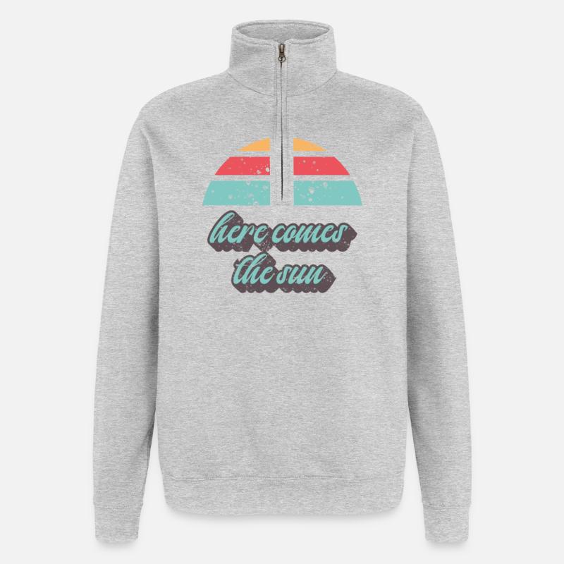 Coucher de soleil - Sweat à zip 1/4 - gris chiné