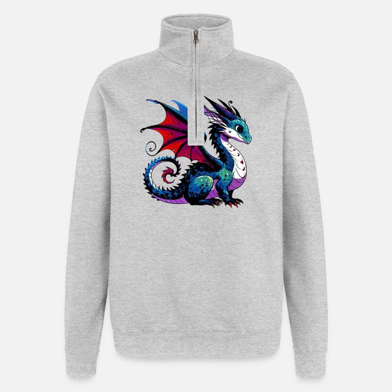 Dragon - Quarter-Zip Sweatshirt - heather grey