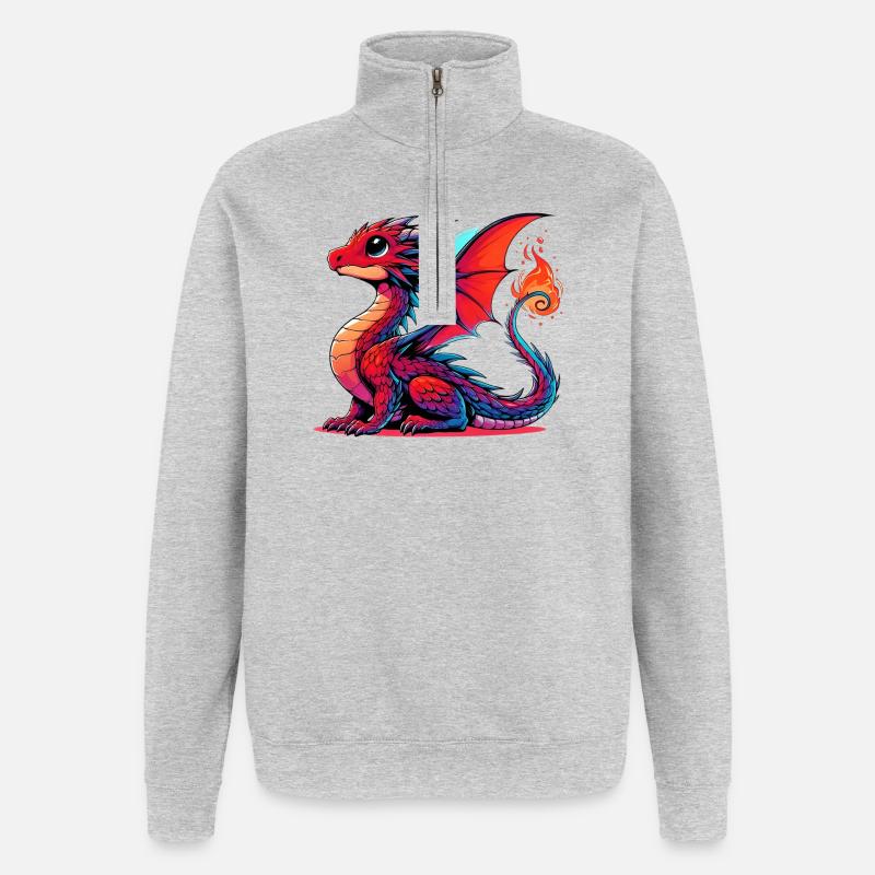 Dragon - Sweat à zip 1/4 - gris chiné