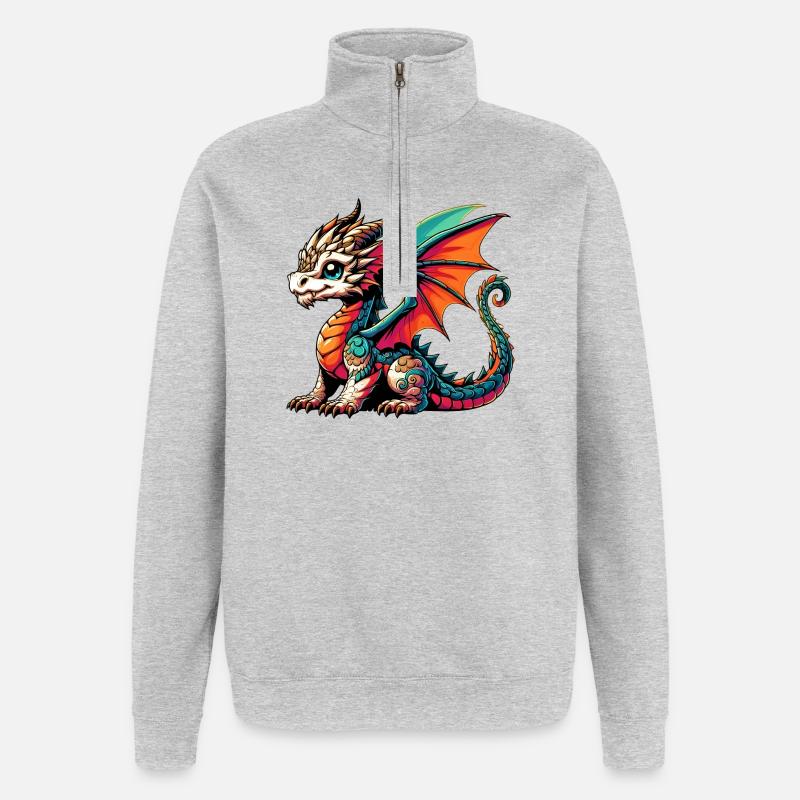 Dragon - Quarter-Zip Sweatshirt - heather grey