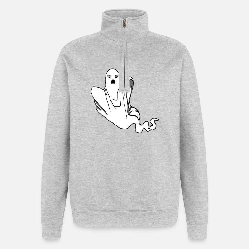 Fantôme - Sweat à zip 1/4 - gris chiné