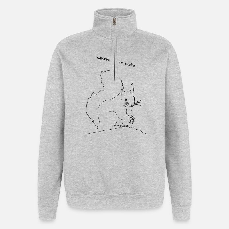 Écureuil mignon, lineart - Sweat à zip 1/4 - gris chiné