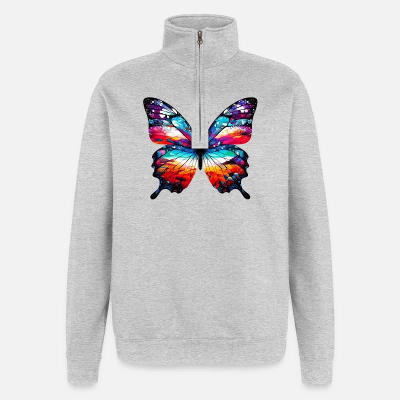 Schmetterling - Quarter-Zip-Sweatshirt - Grau meliert