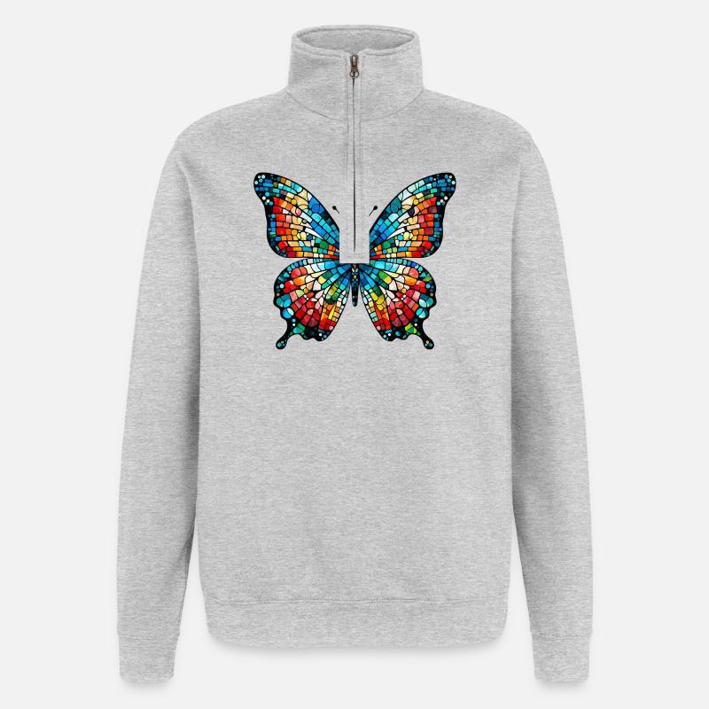 Schmetterling - Quarter-Zip-Sweatshirt - Grau meliert