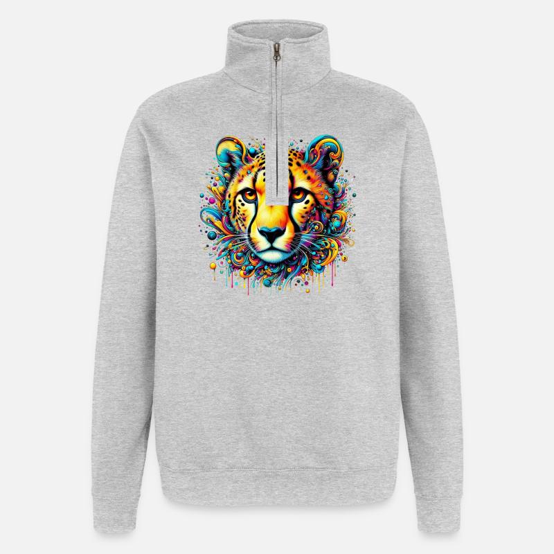 Gepard - Quarter-Zip-Sweatshirt - Grau meliert