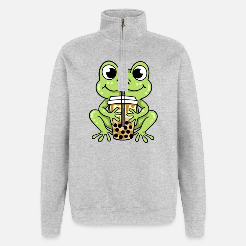 Frosch Bubble Tea - Quarter-Zip-Sweatshirt - Grau meliert