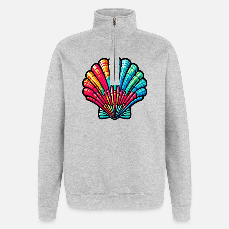 Muschel - Quarter-Zip-Sweatshirt - Grau meliert