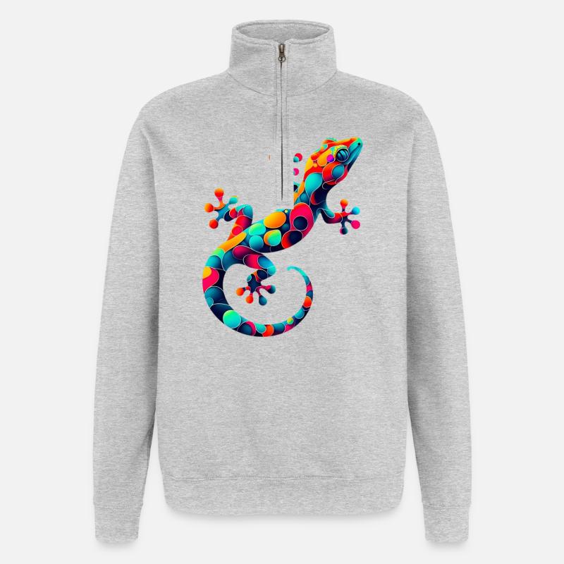 Gecko - Sweat à zip 1/4 - gris chiné