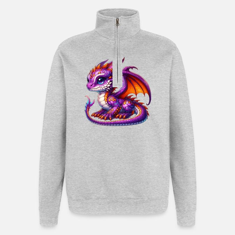 Dragon - Quarter-Zip Sweatshirt - heather grey