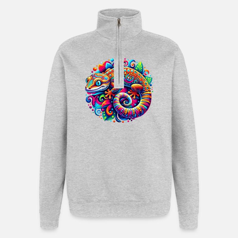 Gecko - Sweat à zip 1/4 - gris chiné
