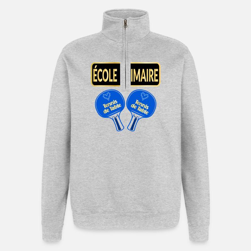 École Primaire - Tennis de Table - Sweat à zip 1/4 - gris chiné